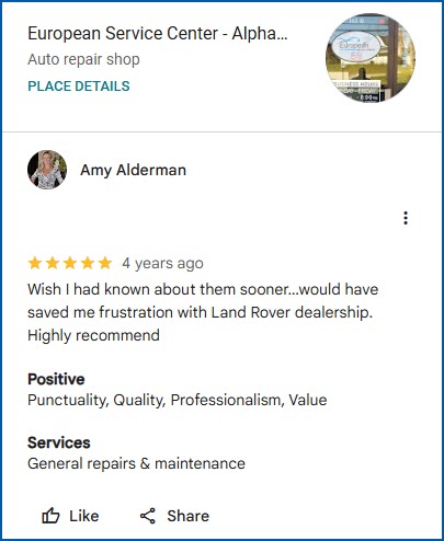 European Service Center Land Rover Review