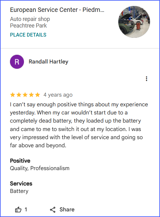 Review of European Service Center - Piedmont By Randall Hartley