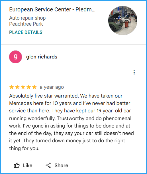 Review of European Service Center - Piedmont By glen richards